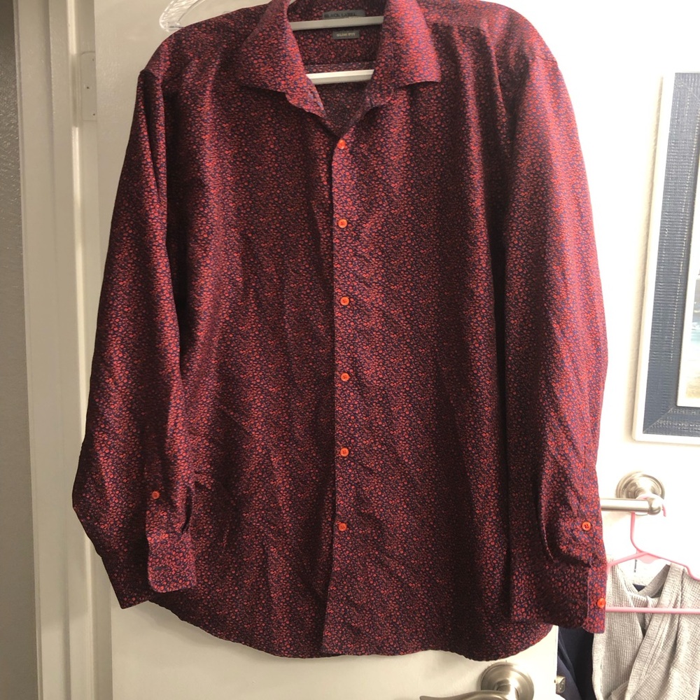Black Label by Ruffini Men's Italian Burgundy Button Down Shirt